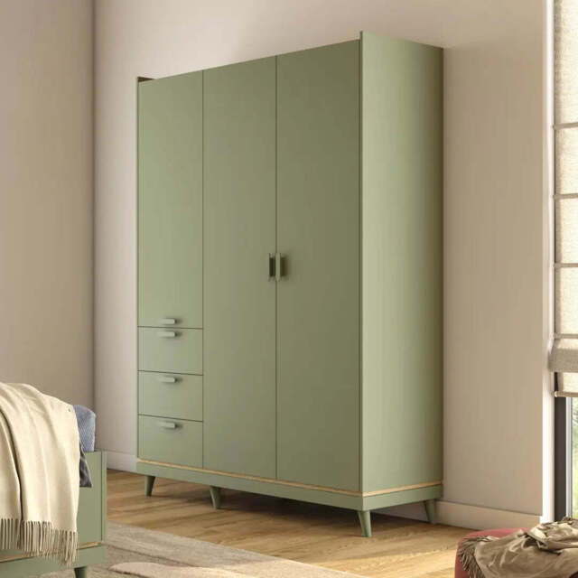 Scandi Hinged Door Wardrobe 144cm - Green 144cm - image 1