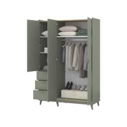Scandi Hinged Door Wardrobe 144cm - Green 144cm - thumbnail 4