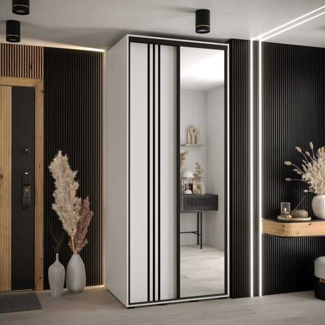 Cannes VII Sliding Door Wardrobe 110cm - White 110cm - image 1