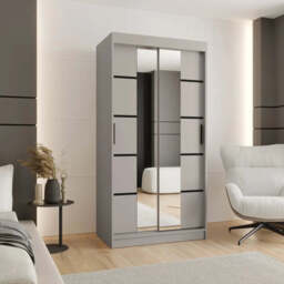 Rubino V4 Sliding Door Wardrobe 100cm - Oak Walnut 100cm - thumbnail 6
