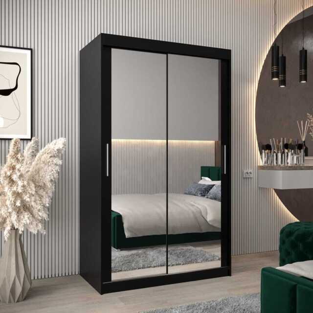 Tokyo III Sliding Door Wardrobe 120cm - Black 120cm - image 1