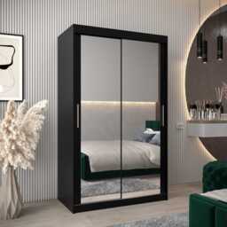 Tokyo III Sliding Door Wardrobe 120cm - Black 120cm