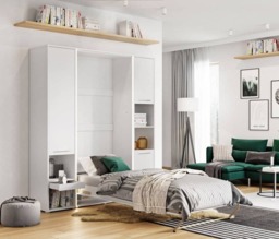 CP-03 Vertical Wall Bed Concept Pro 90cm with Storage Cabinet - Grey Matt 90 x 200cm 194cm - thumbnail 3