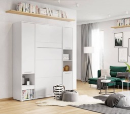 CP-03 Vertical Wall Bed Concept Pro 90cm with Storage Cabinet - Grey Matt 90 x 200cm 194cm - thumbnail 2