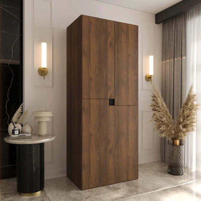 Tempo Hinged Door Wardrobe 80cm - Oak Walnut 80cm - image 1