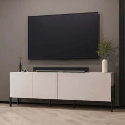 Jukon 25 TV Cabinet 204cm - White 204cm - thumbnail 2