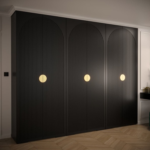 Manhattan I Hinged Door Wardrobe 300cm - Black 300cm - image 1