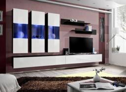 "Fly E2 Entertainment Unit For TVs Up To 75"" - 320cm Black White Gloss"