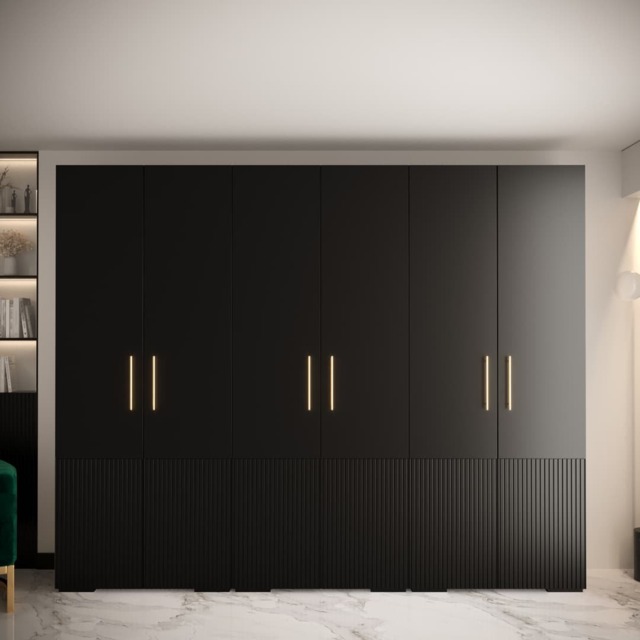 Manhattan III Hinged Door Wardrobe 300cm - Black 300cm - image 1