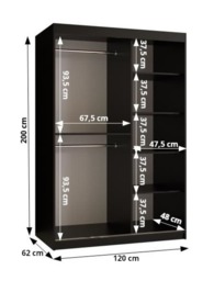 Kair II Sliding Door Wardrobe 120cm - Black 120cm - thumbnail 5