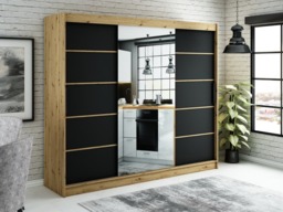 Leto V2 Sliding Door Wardrobe 250cm - Black 250cm - thumbnail 2