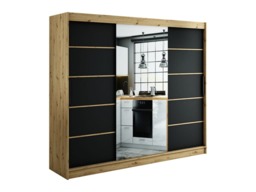 Leto V2 Sliding Door Wardrobe 250cm - Black 250cm