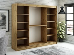Leto V2 Sliding Door Wardrobe 250cm - Black 250cm - thumbnail 3