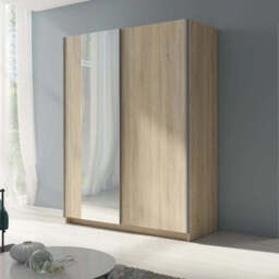 Gozo Sliding Door Mirrored Wardrobe - Oak Sonoma 150cm - thumbnail 1