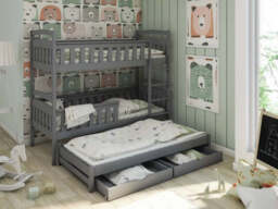 Wooden Bunk Bed Harriet with Trundle and Storage - Graphite Without Mattresses - thumbnail 1