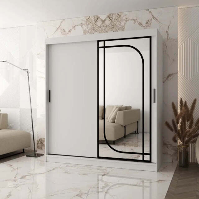 Alabama Sliding Door Wardrobe 180cm - White 180cm - image 1