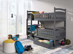Wooden Bunk Bed Ignas with Storage - Graphite Without Mattresses - thumbnail 8