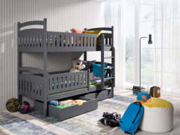 Wooden Bunk Bed Ignas with Storage - Graphite Without Mattresses