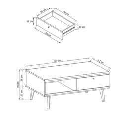 Primo Coffee Table 107cm - White 107cm - thumbnail 6