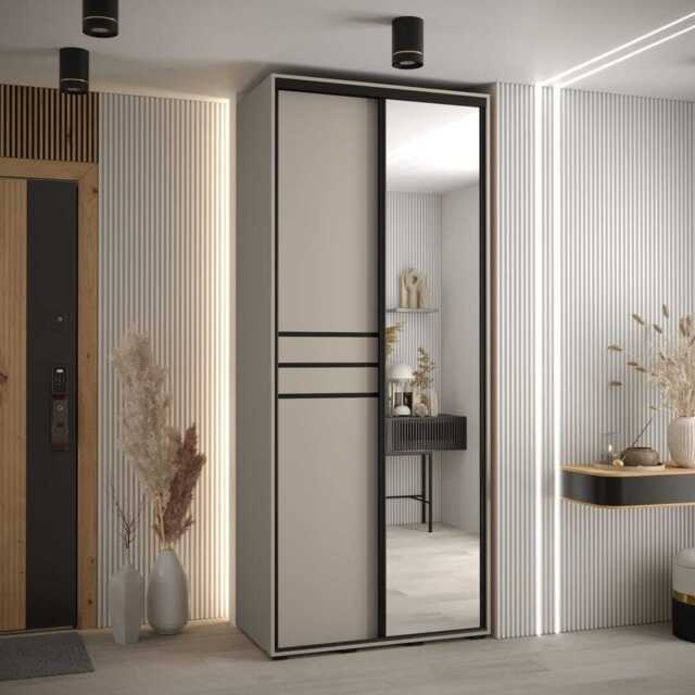 Dakota XI Sliding Door Wardrobe 110cm - Cashmere 110cm - image 1