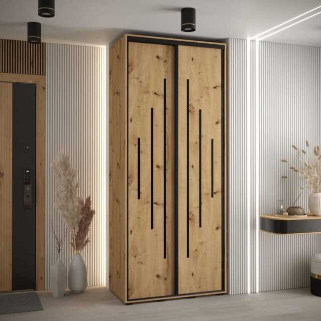 Cannes XII Sliding Door Wardrobe 110cm - Oak Artisan 110cm - image 1