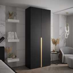 Inova I Hinged Door Wardrobe 100cm - Black 100cm - thumbnail 1