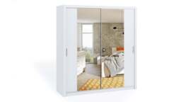 Bono Sliding Door Wardrobe With Mirrors 200cm - White Matt 200cm - thumbnail 1