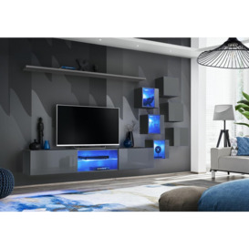 "Switch XXI Wall Entertainment Unit For TVs Up To 75"" - Graphite 240cm Graphite"