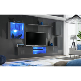 "Switch XXIII Wall Entertainment Unit For TVs Up To 75"" - Graphite 250cm Graphite" - thumbnail 1