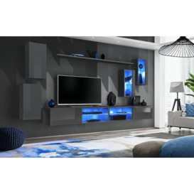 "Switch XXV Wall Entertainment Unit For TVs Up To 75"" - Graphite 280cm Graphite"