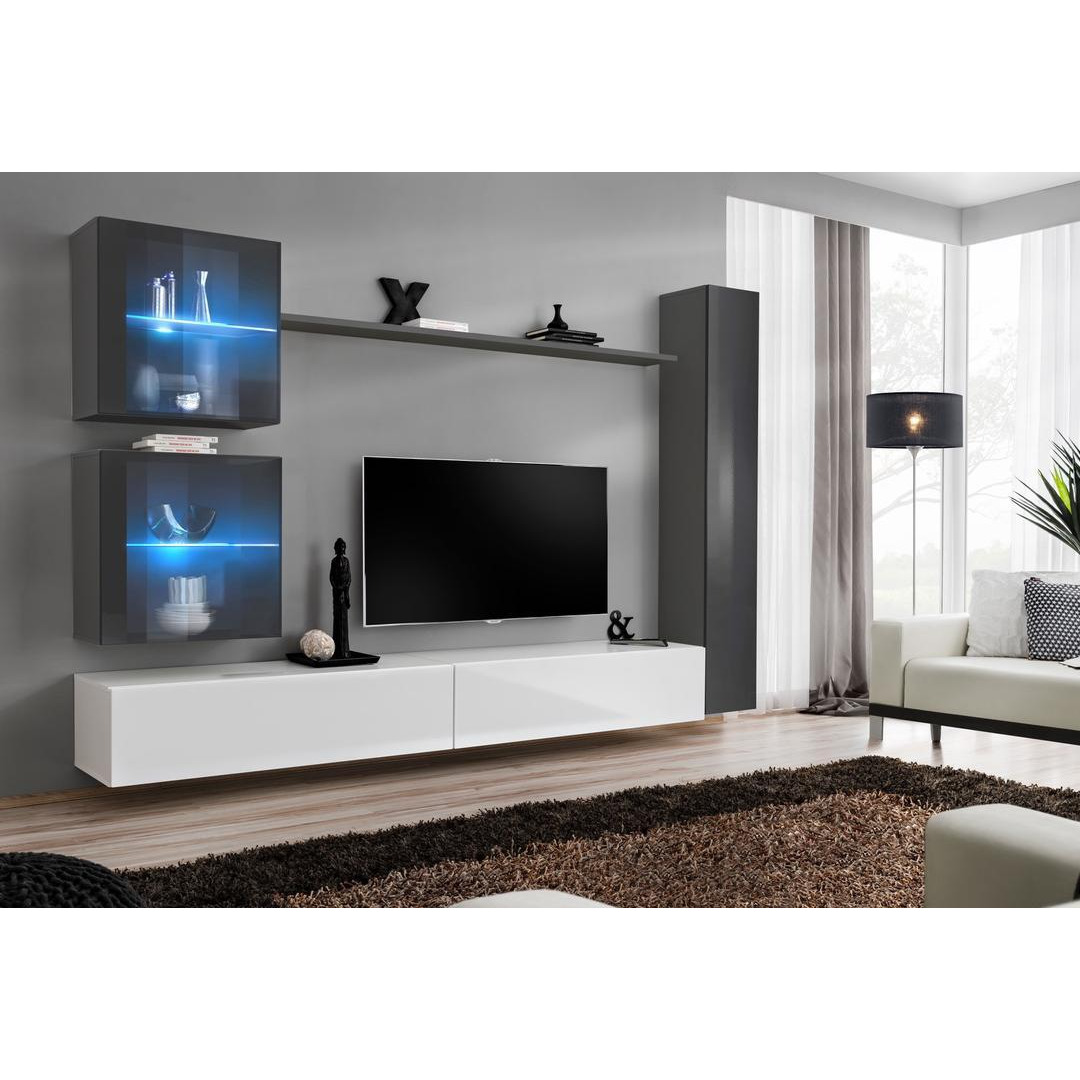 "Switch XVIII Entertainment Unit For TVs Up To 75"" - White 280cm Graphite" - image 1