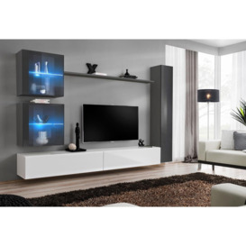 "Switch XVIII Entertainment Unit For TVs Up To 75"" - White 280cm Graphite"