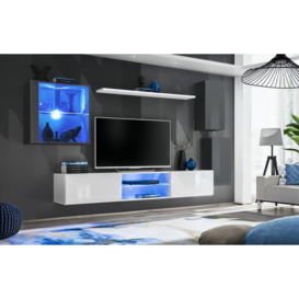 "Switch XXIII Wall Entertainment Unit For TVs Up To 75"" - White 250cm Graphite"