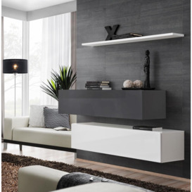 Switch II Wall Cabinet Set - White 130cm Graphite - thumbnail 1