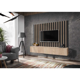 "Verti II Entertainment Unit For TVs Up To 75"" - Oak Hickory 180cm"