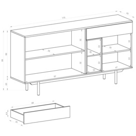 Inox Large Sideboard Cabinet 175cm - Grey Matt 175cm - thumbnail 2