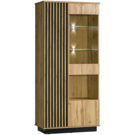 Lamelo LA3 Tall Display Cabinet 90cm - Oak Wotan 90cm