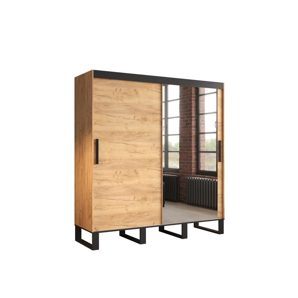 Loft T2 Sliding Door Wardrobe 200cm - Oak Golden 200cm - image 1