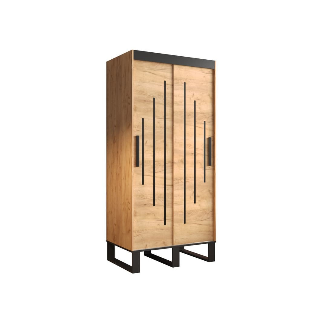 Loft Y Sliding Door Wardrobe 100cm - Oak Golden 100cm - image 1