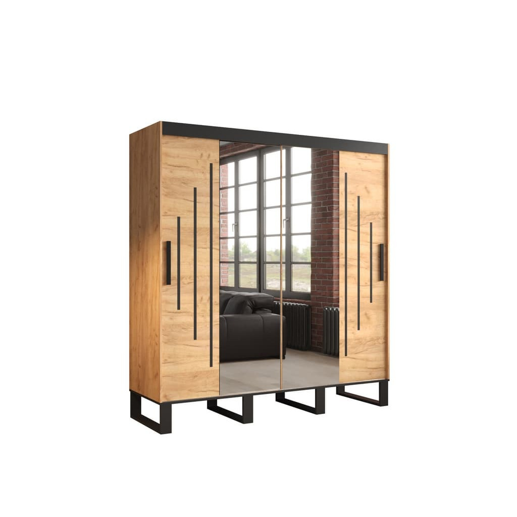 Loft Y1 Sliding Door Wardrobe 200cm - Oak Golden 200cm - image 1