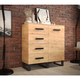 Loft Highboard Cabinet 100cm - Oak Golden 100cm - thumbnail 3