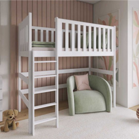 Wooden Loft Bed Laura - White Without Mattress - thumbnail 2