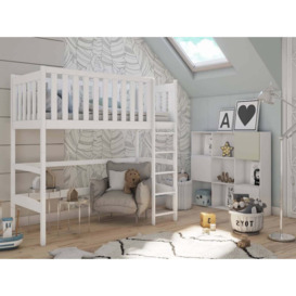 Wooden Loft Bed Laura - White Without Mattress - thumbnail 3