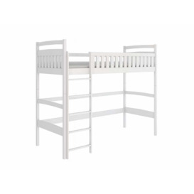 Mia Wooden Loft Bed - White Foam/Bonnell Mattress