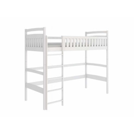 Mia Wooden Loft Bed - White Without Mattress