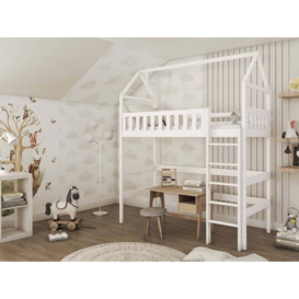 Otylia Wooden Loft Bed - White Foam/Bonnell Mattress - thumbnail 3