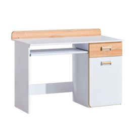 Lorento L10 Computer Desk 120cm - 120cm White Matt Oak Nash - thumbnail 1