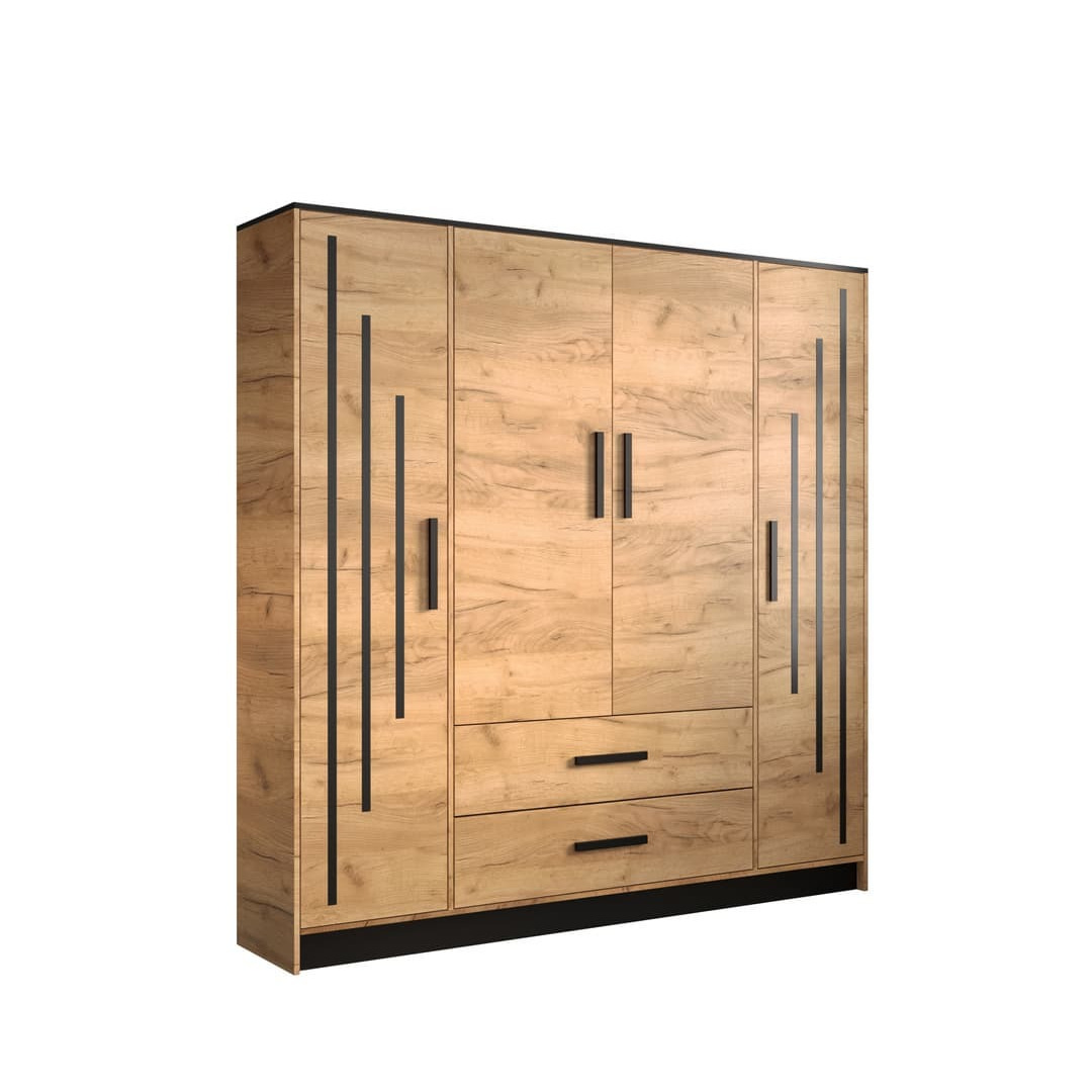 Malta V Hinged Door Wardrobe 201cm - Oak Golden 201cm - image 1