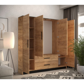 Malta V Hinged Door Wardrobe 201cm - Oak Golden 201cm - thumbnail 3