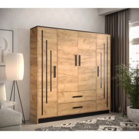 Malta V Hinged Door Wardrobe 201cm - Oak Golden 201cm - thumbnail 2